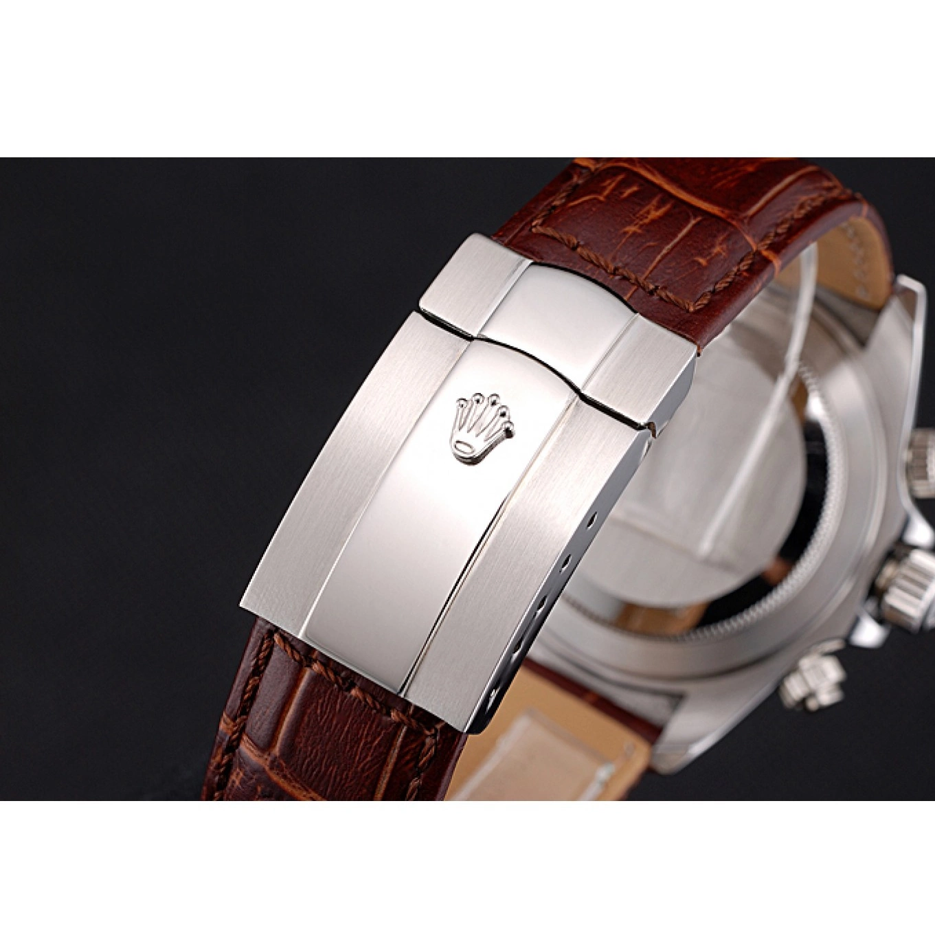 AAA Replica Watches Leather Steel Strap Rolex Dial Daytona Brown White Stainless Case 0702